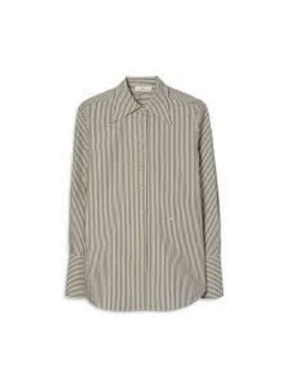 Tory Burch Grey/Ivory Striped Cuffed Button Front Blouse, Size 2